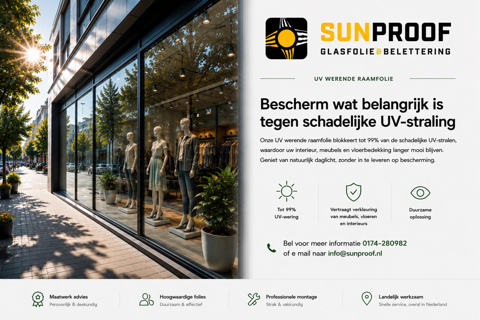 Uv werend Raamfolie Voor Etalage